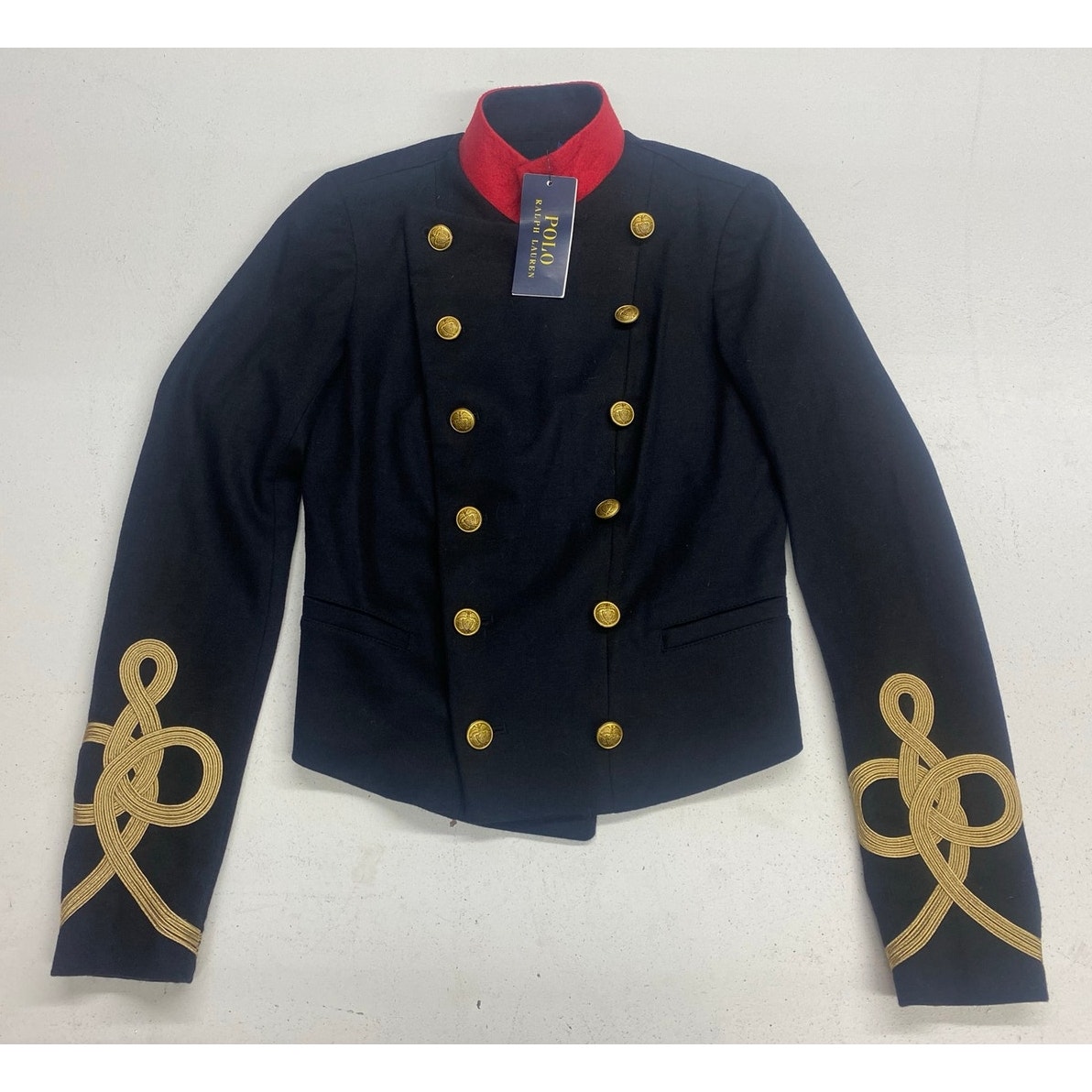 New Polo Ralph Lauren Double Breast Gold Button Military Equestrian Wool Blazer